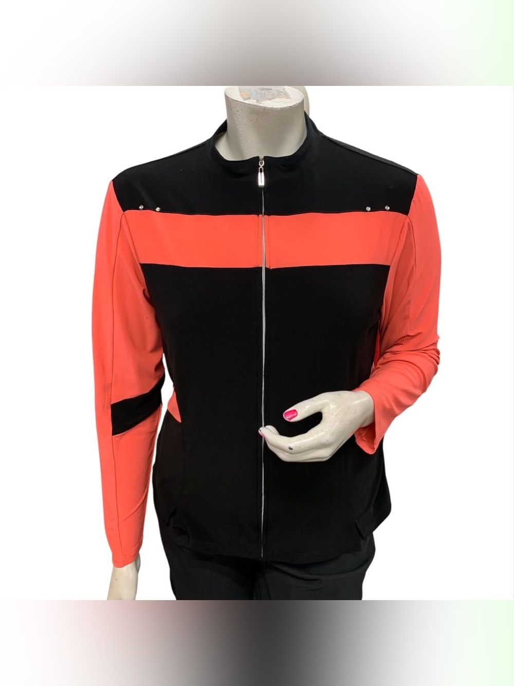 jamie sadock Black & Coral Performance Zip Jacket Size XL